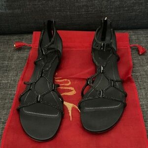 NWT RENE CAOVILLA 39.5 9-9.5 black jeweled crystal gladiator back zip STUNNING